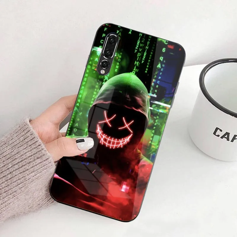 Hoodie Ghost Mobile Cell Phone Case for Huawei P50 P40 P30 P20 Pro Mate 40 30 20 Pro Nova 9 8 7 PC Glass Phone Cover Funda