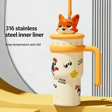 

Cartoon Insulated Cup Disney 700ML Stainless Steel Cold and Heat Insulation Lotso Coffee Cup with Straw Portable Car Water Cup