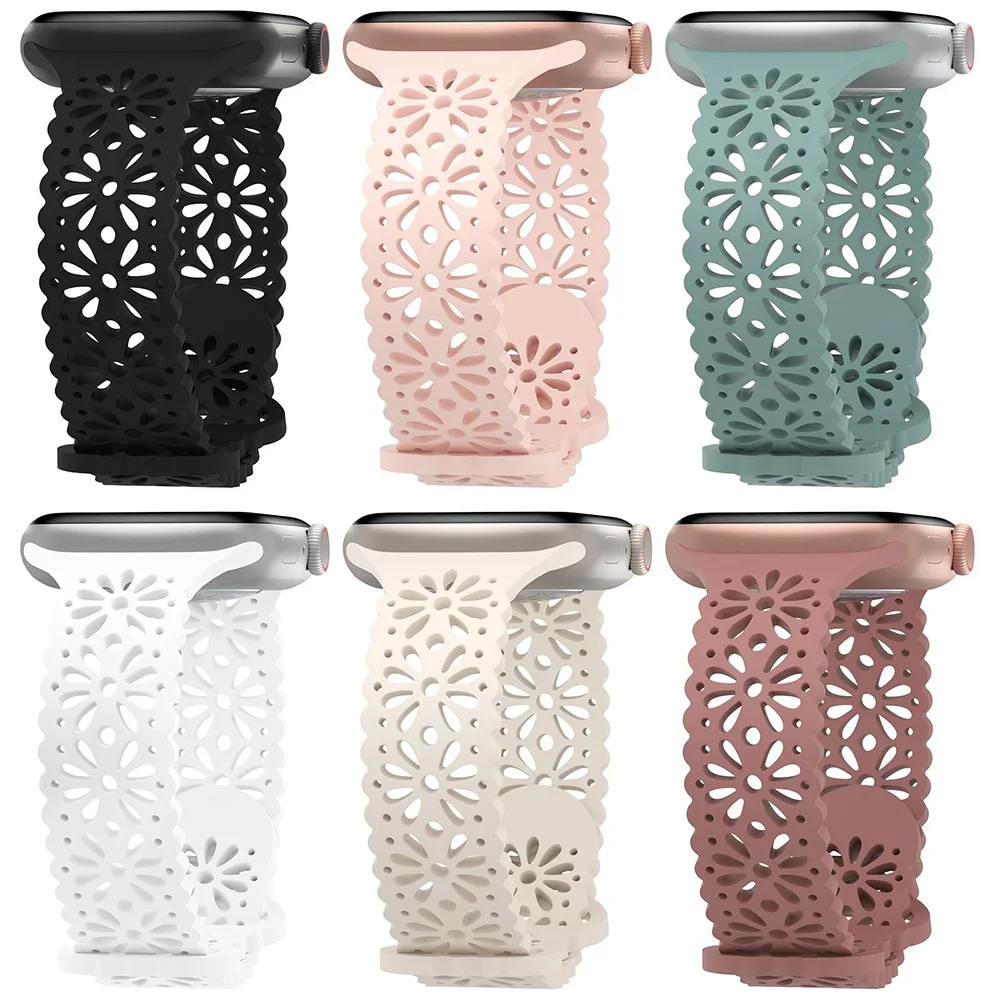 

Силиконовые ремешки для Apple Watch 44 мм 40 мм 38 мм 42 мм Ultra 2 49 мм Спортивный браслет iwatch Series 9 7 8 6 Se 5 4 3 41 мм 45 мм ремешок