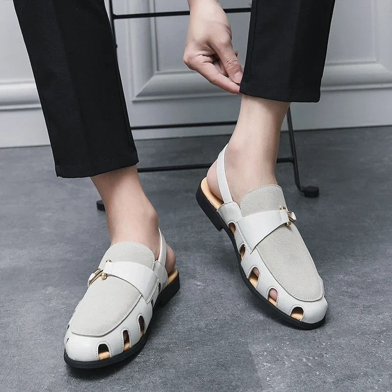 Fashion Brand Men's Fisherman Sandals Beach Shoes New Comfortable and Breathable Summer Hollow Buckle Formal Sandals Beach Shoes
