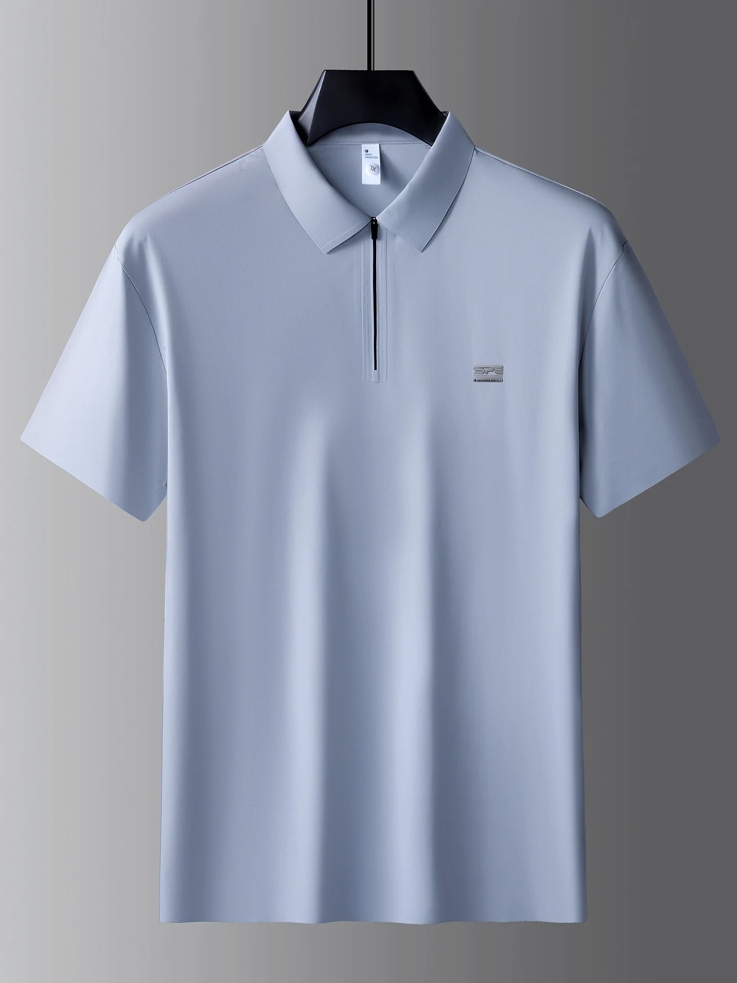 

Мужская футболка больших размеров из ледяного шелка с коротким рукавом, на молнии, спортивная, для полных мужчин, тонкая