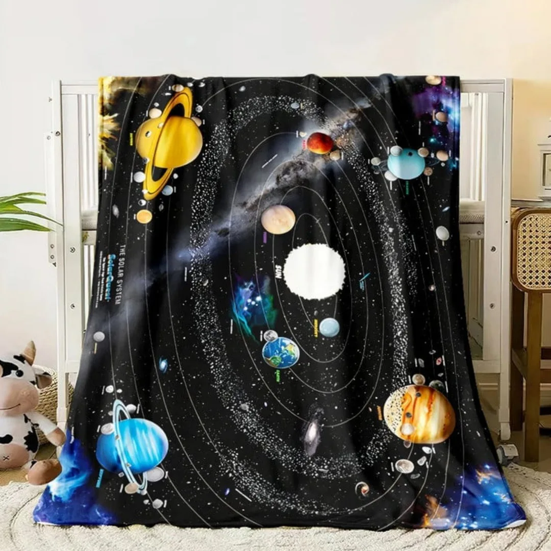 Galaxy stars in space digital-printed polyester Bedroom velvet flannel cover blanket Fleece soft sofa cover blankets for beds