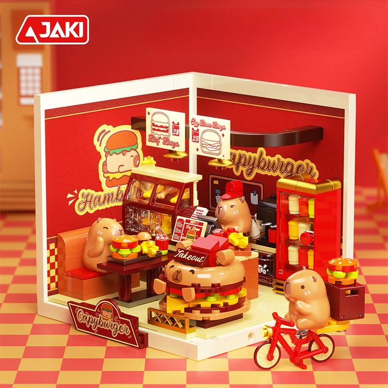 كابيبارا سوبر تاون سلسلة اللبنات الرجعية نموذج الحلي الطوب سطح المكتب الحلي الاطفال التعليمية لتقوم بها بنفسك لعبة هدايا العيد