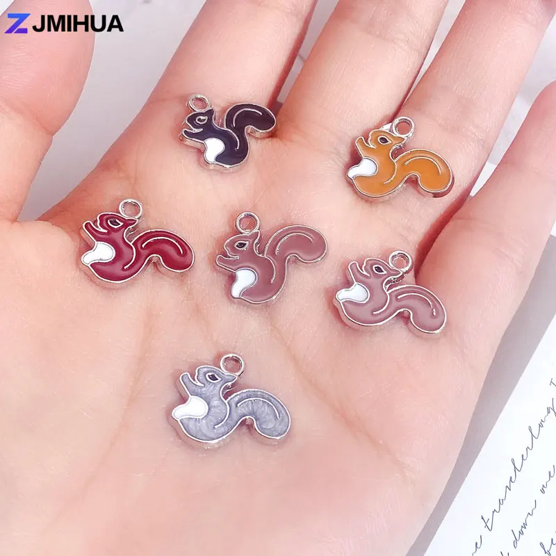 15pcs Cute Squirrel Pendants Enamel Charms For Jewelry Making Supplies Necklaces Earrings Bracelets DIY Handmade Accessories