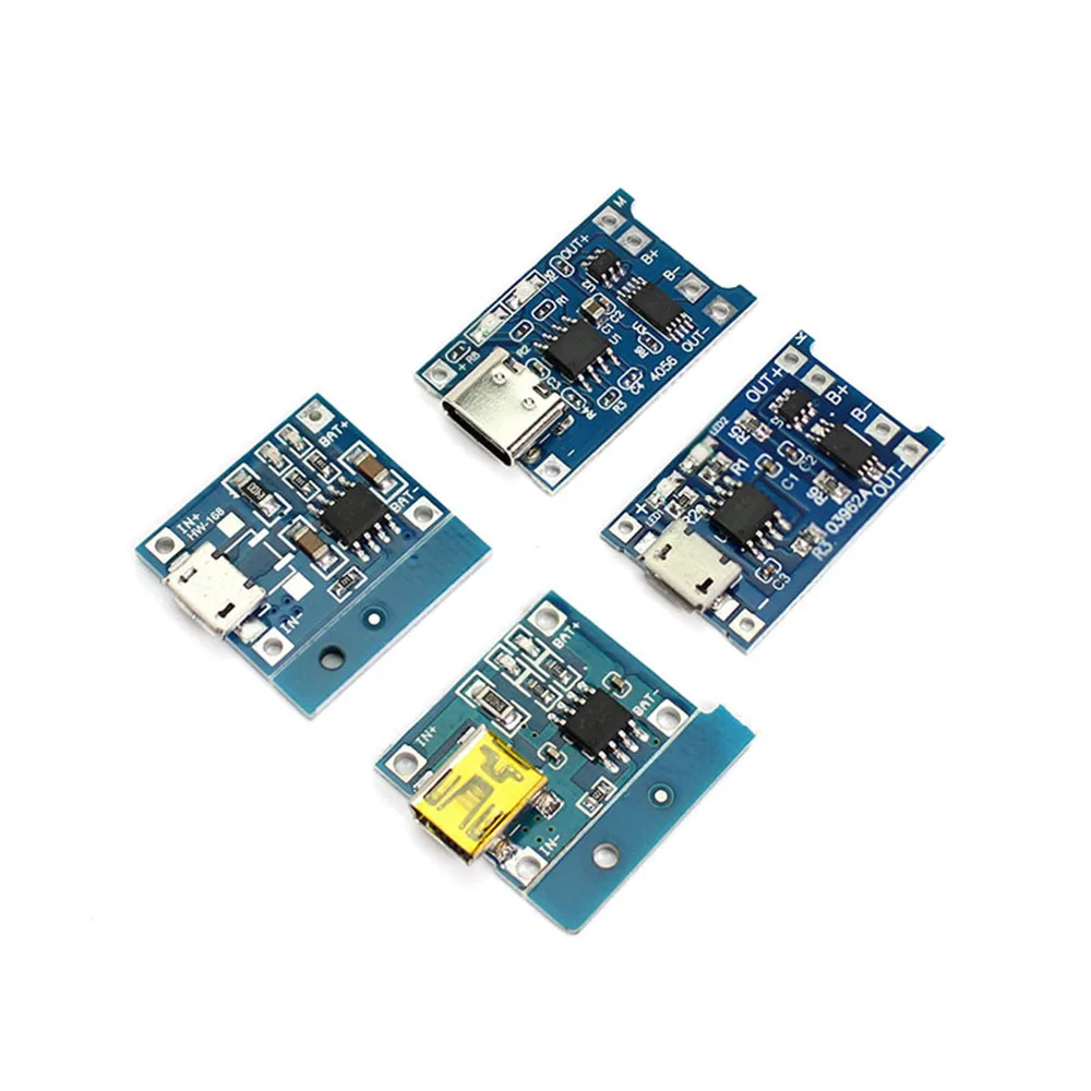 5pcs 5V 1A Micro/Type-c/Mini 18650 TP4056 Li-ion Battery Charging Board Module Charging Board with Protection Dual Function BMS