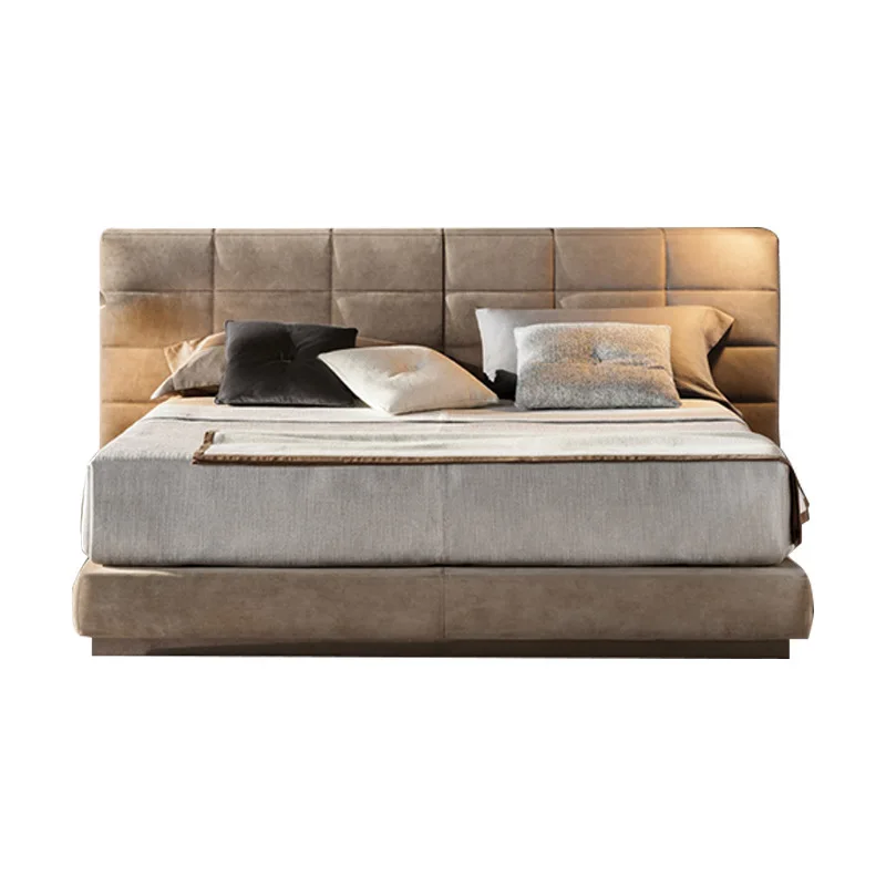 

Italian minimalist matte double bed, modern minimalist bedroom fabric bed