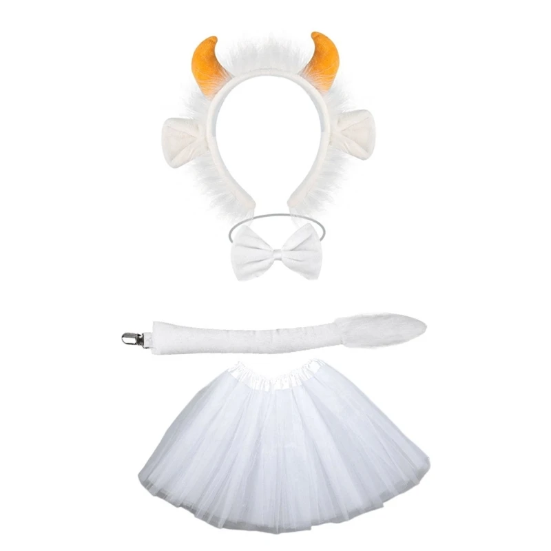 652F Accessori per costumi bestiame per cosplay per bambini adulti Costumi mucca con fascia per bovini pelosi