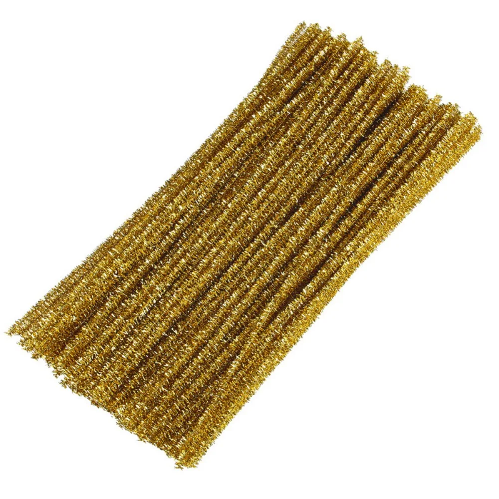 100Pcs Shining Craft Pipe Cleaners Multicolored Flexible Stems Chenille Stems Creative 6 mm Diameter