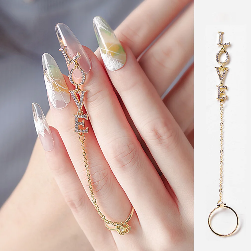 

Electroplated Nail Art Chain Ring Set Natural Artificial Nails Manicure Jewelry Bright Luster Party Festival Wedding Nail Charms