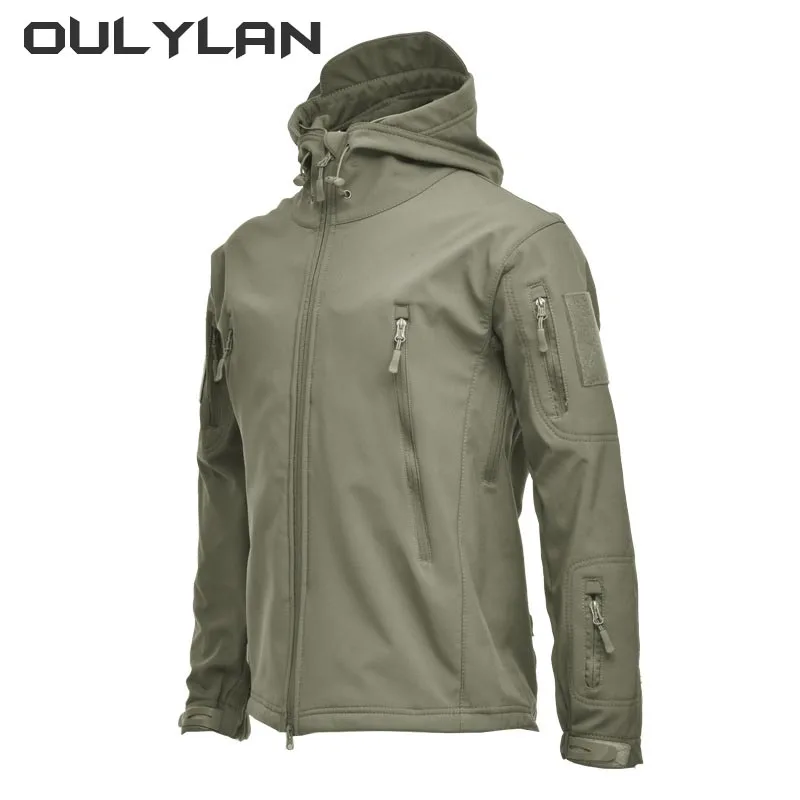 Men Tactical Jackets Outdoor Hiking Windproof Army Combat Jacket Men's Winter Hooded Fleece Warm Overcoat Waterproof