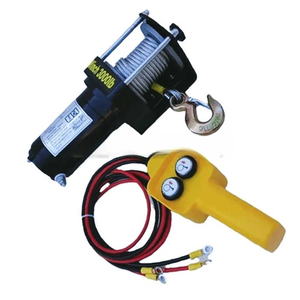 Cabrestante todoterreno de autorrescate para vehículo, cabrestante eléctrico de tracción para vehículo todoterreno, 3000 libras, 12V