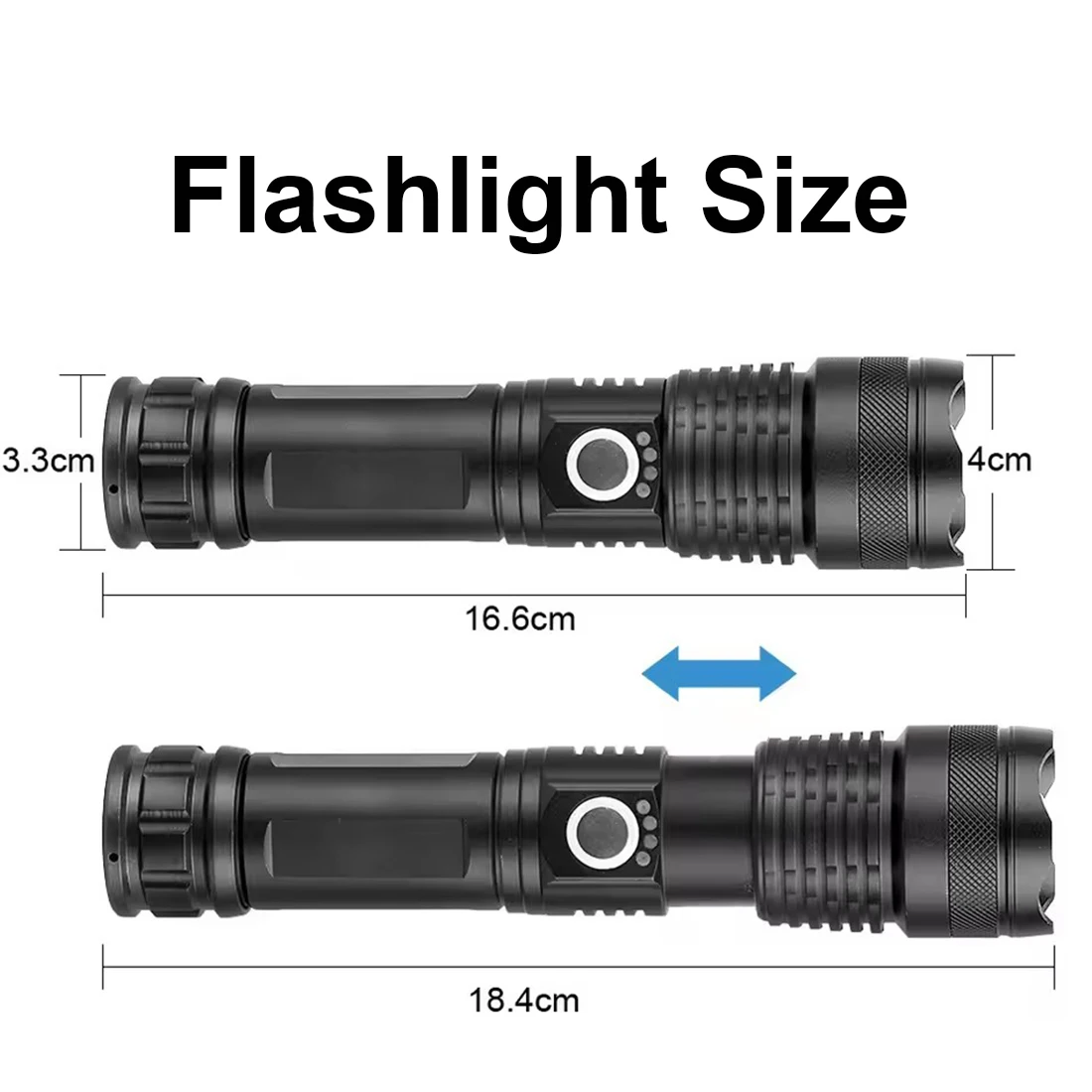 Leistungsstarke Wiederaufladbare LED-Taktische Taschenlampe, Superhelle Handlampe für Notfälle, Wandern und Jagd – Detail 1