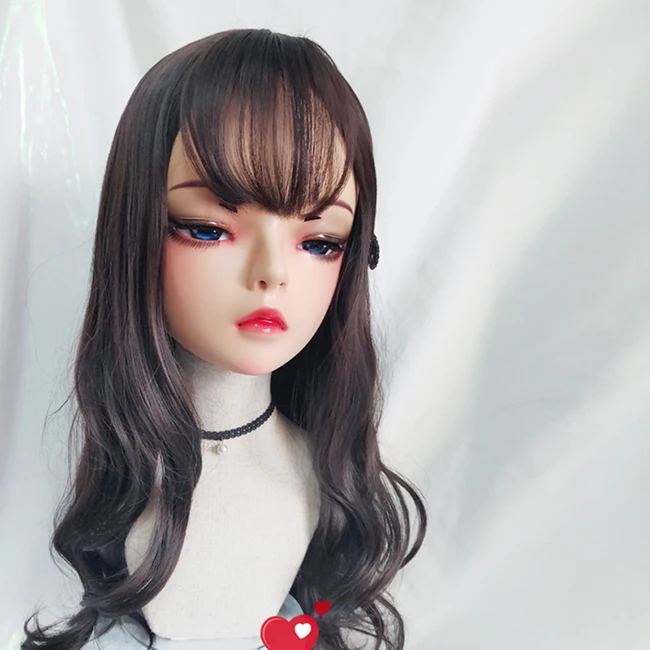 (TianA) femme douce fille résine demi-tête Kigurumi BJD yeux Crossdress Cosplay japonais Anime rôle Lolita masque avec yeux et perruque