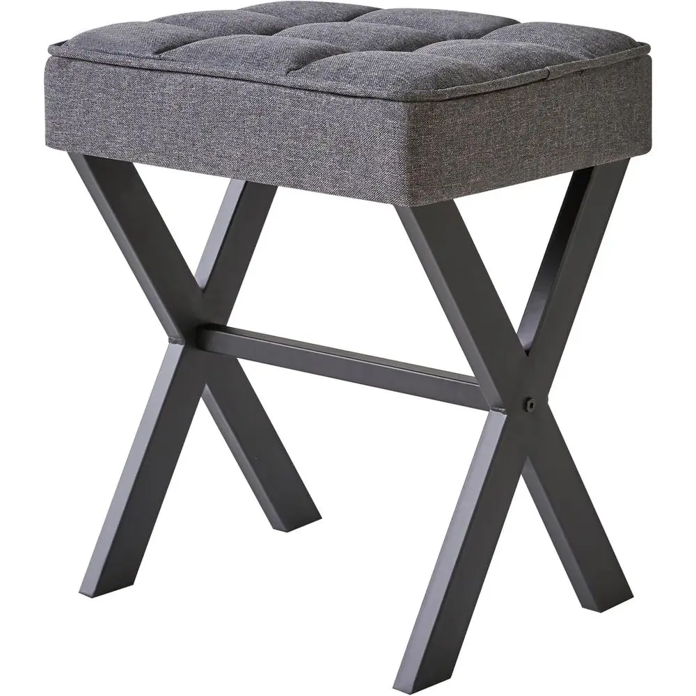 

Square Makeup Stool with X-Leg oot Rest, Linen ootrest, Ottoman Seat, Multi-Use as Small Side Table, or Bedroom, Living Room, k