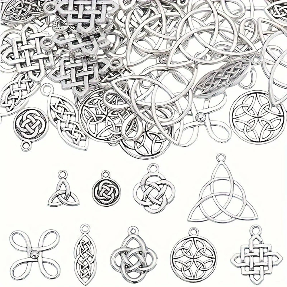 50pcs Vintage Alloy Irish Celtic Knot Traditional Pendant Mysterious Style DIY Bracelet Necklace Jewelry Making Accessories