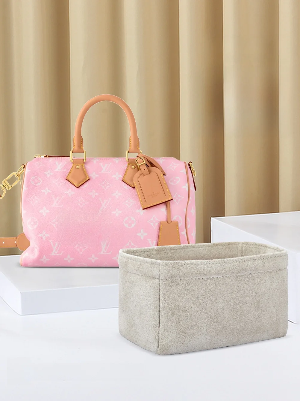 

Miceai Bear LV New Speedy P9 Boston Pillow Bag Inner Storage Organizer Pure Color Rectangular Women's Handbag Accories