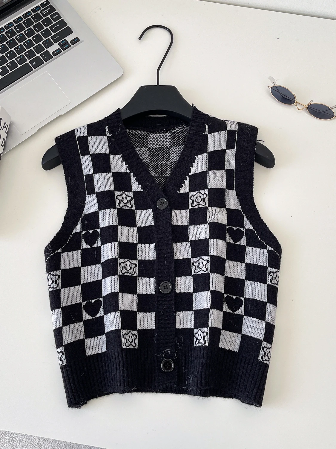 

Милый женский вязаный жилет Bla, белый кардиган Chboard с v-образным вырезом, модный многослойный топ на весну и осень