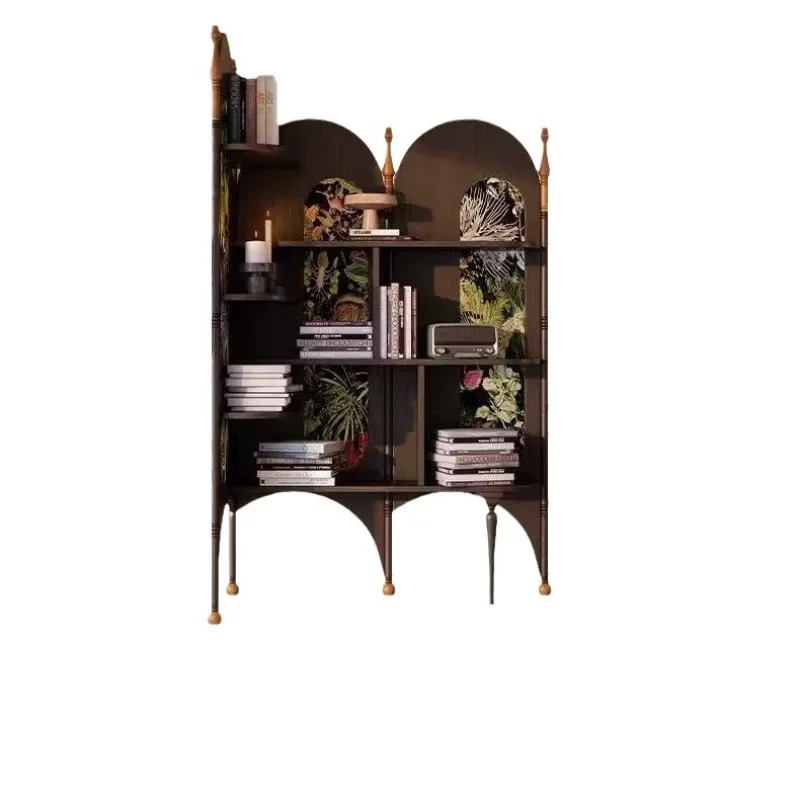 

Medieval corner cabinet small apartment living room tripod French ash wood study bookshelf next to sofa display cabinet