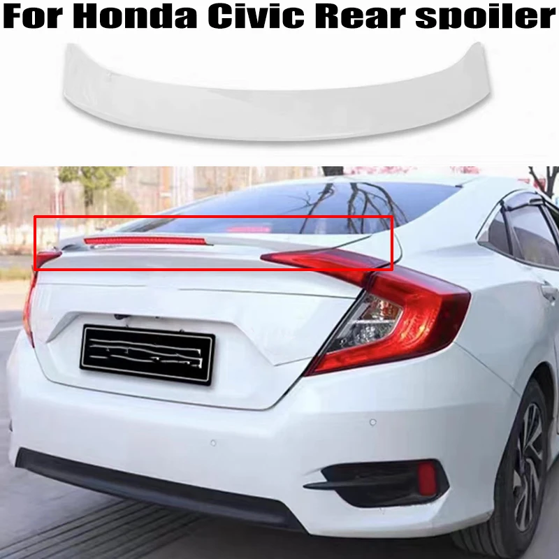 

For Honda 10th Civic Gen Sedan 4 Door spoiler 2016 2017 2018 2019 2020 ABS Plastics Rear trunk cover wings spoiler Airfoil