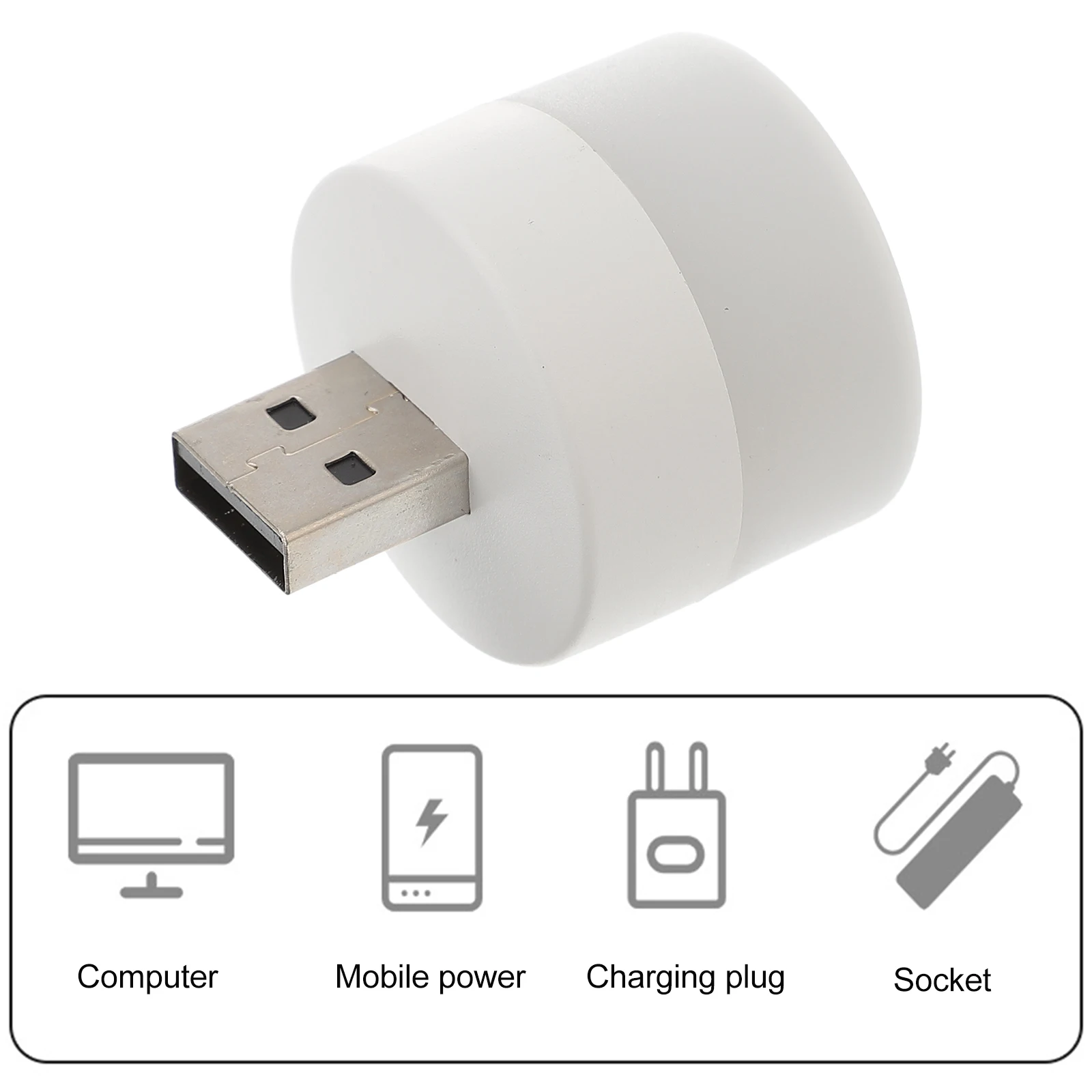 

2 Pcs USB Extender Night Light Laptop Hub White PP Small Size High Brightness Car Light Atmosphere Lighting USB Splitter