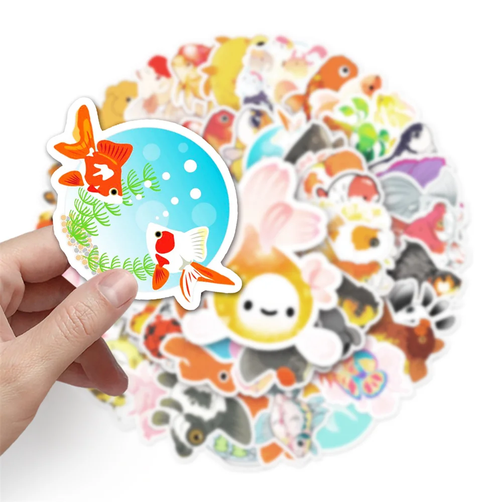 10/30/50PCS Cartoon Goldfish Ornamental Fish Cute Sticker for Toys Luggage Laptop DIY IPad Journal Waterproof Notebook Wholesale