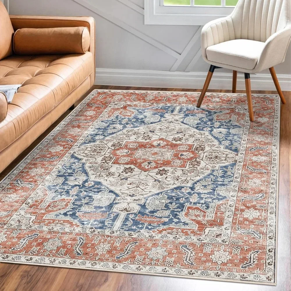 

Living Room Rug, Boho, Non-Slip Washable, Bedroom,Living Room Aesthetic Rugs Ideal for High Traffic Areas in Living Room Bedroom