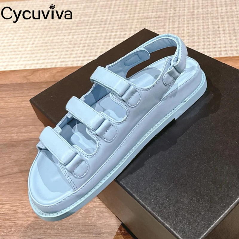 

Designer Summer Real Leather Sandals Women Casual Beach Shoes Flat Platform Shoes for Women Sandalias Mujer Verano