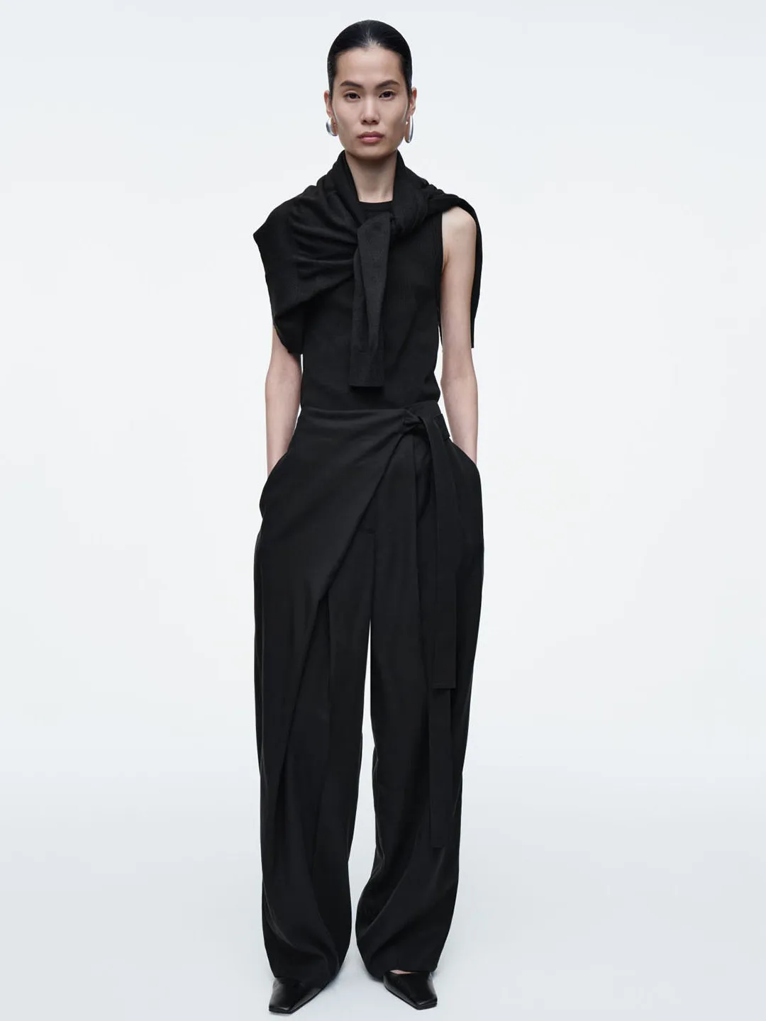 

New Summer Women's Straight Leg Wrap Sle Belted Trousers Simple Faion Commute Casual Pants High Waist Long Pants