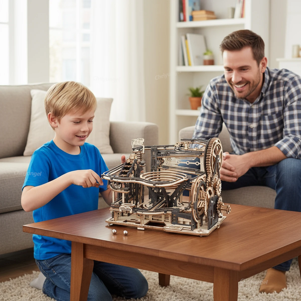 クリュンゲル 3D木製マーブルランパズル DIY組み立てモデルキット ローリングボールトラック 頭脳ゲーム 大人、ティーン、子供向けギフト