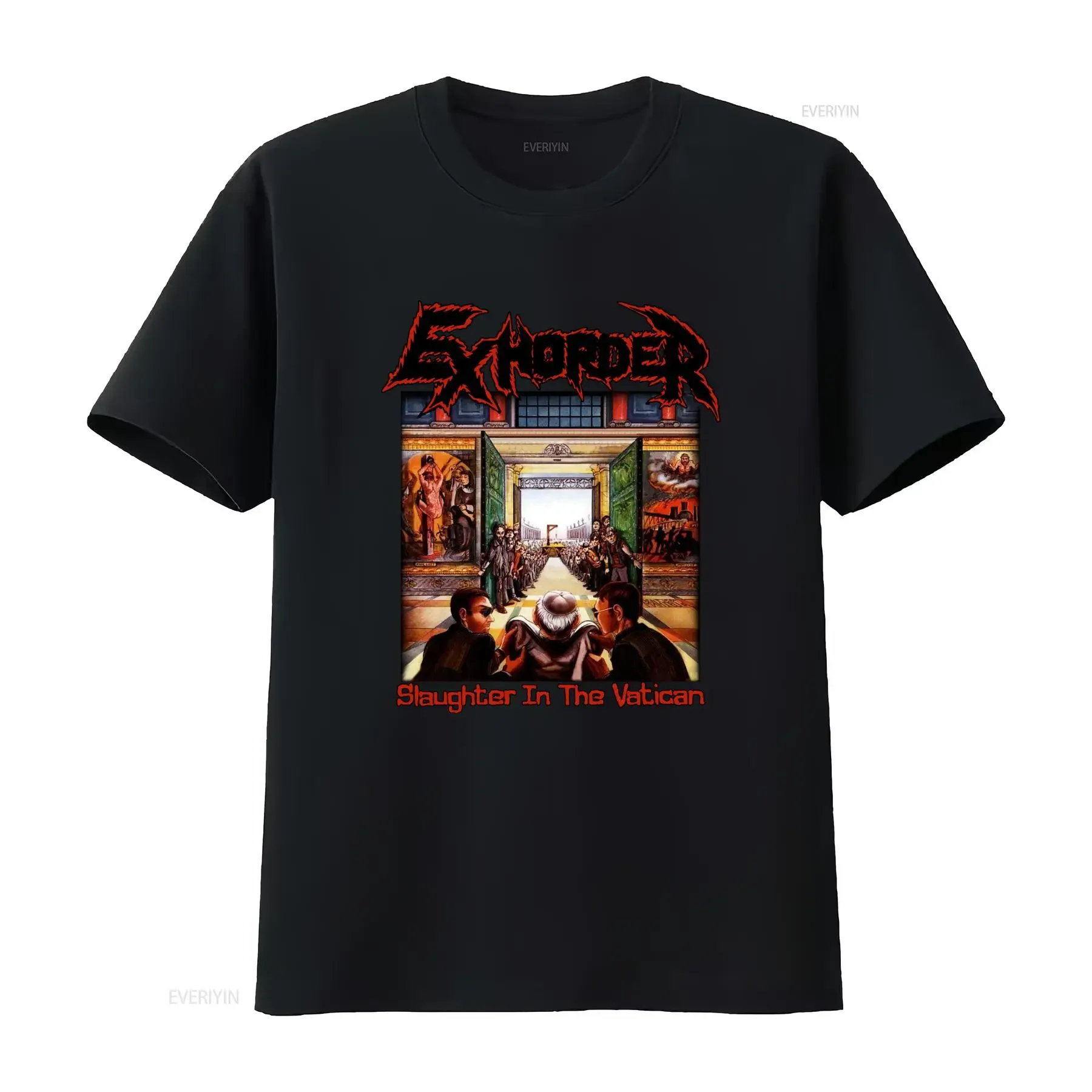 EXHORDER SLAUGHTER IN THE VATICAN Print T Shirt for Men Black Sizes 345XL vintage Washed Stylish Versatile Stretched homme