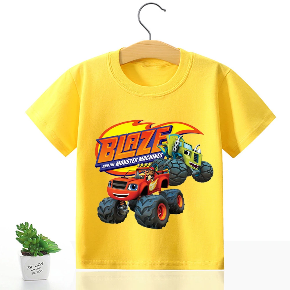 Blazed and Monster Machine Children Clothes T-shirt Cotton Short Sleeve Shirt Blazed Crusher AJ Pickle Top Summer Boys Clothes