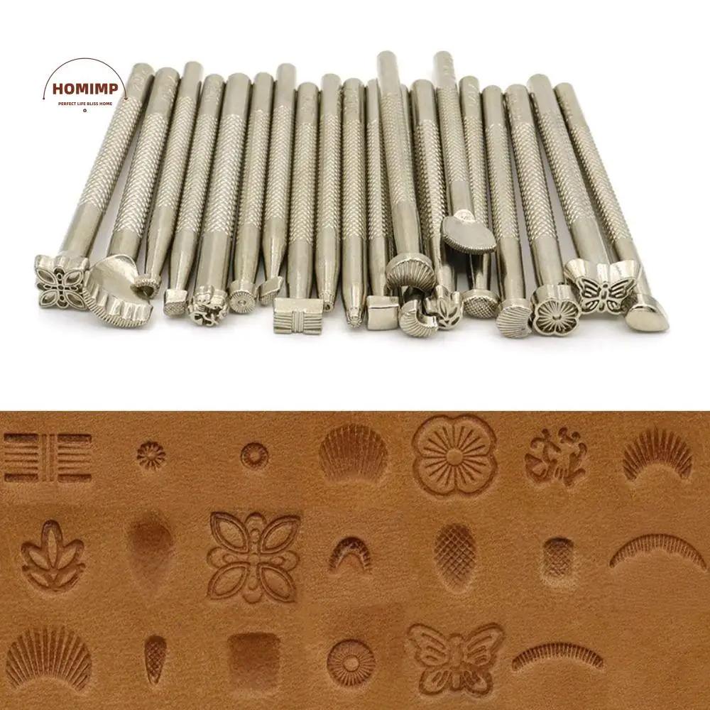 

20Pcs Leathercraft Leather Embossing Tools Multiple Patterns Handmade Leather Printing Stamp DIY Pattern Carved Carving Tool