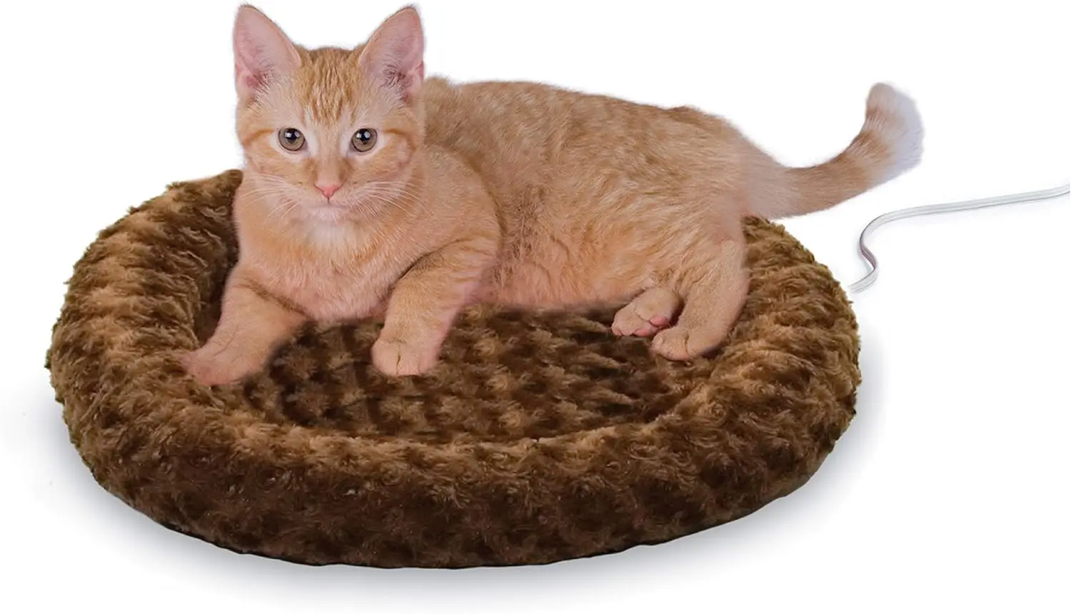 

Heated Cat Bed for Indoor Cats, Orthopedic Foam Pet Bed, Waterproof Heating Pad, 18in Round Mocha