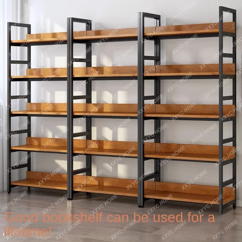 XXBookshelf and Storage Shelf Bookshelf Simple Household Steel and Wood Cabinet Children's Bookcase Storage