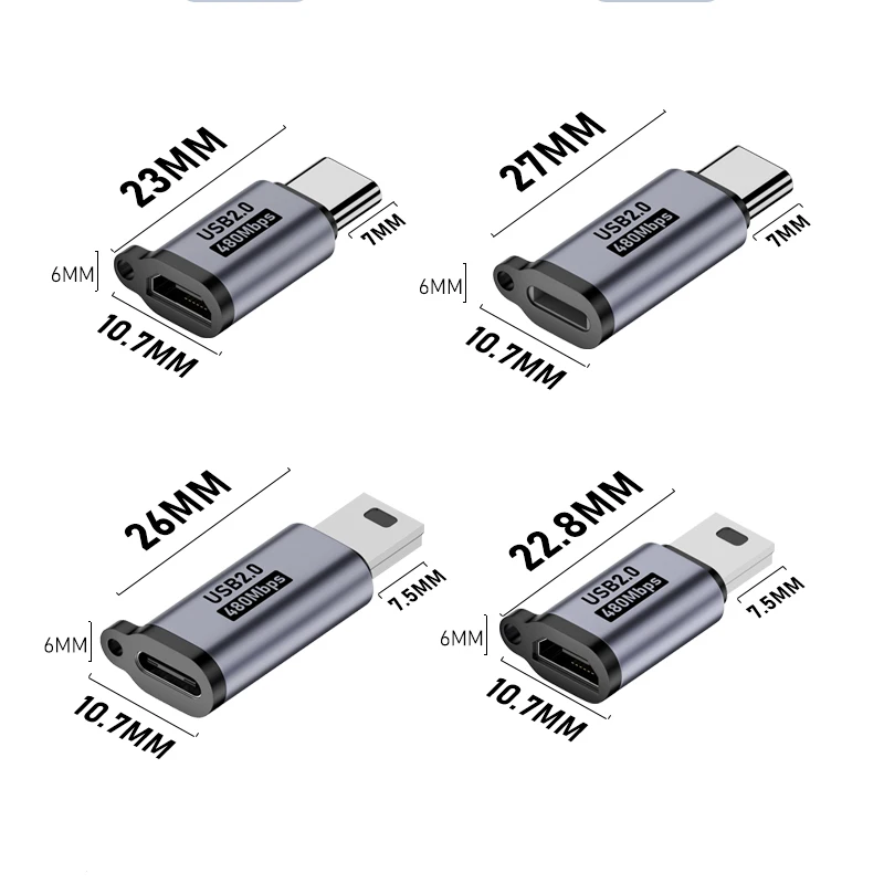 Type C Female to Mini USB/Type C Female to Micro USB/Micro USB Female to Type C/Micro USB Female to Mini USB Connector Adapter - view 6