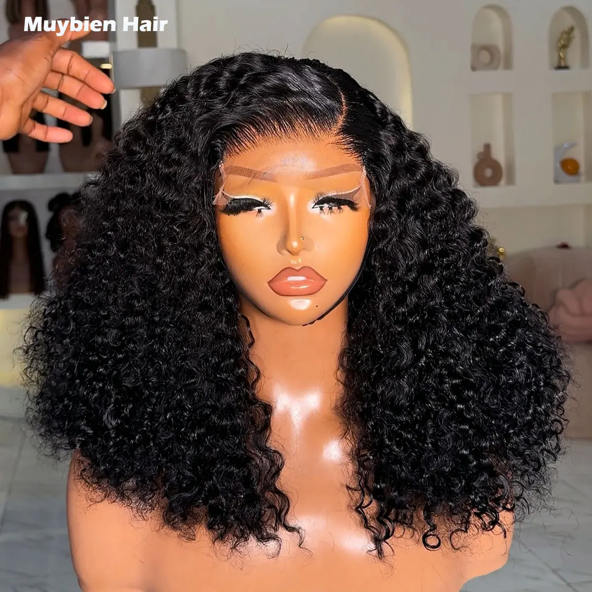 

Super Double Drawn Pixie Curls 5by5 Closure Bob 100% Human Hair 13x4 HD Lace Front Deep Curly Wig Glueless Bob Ready to Wear