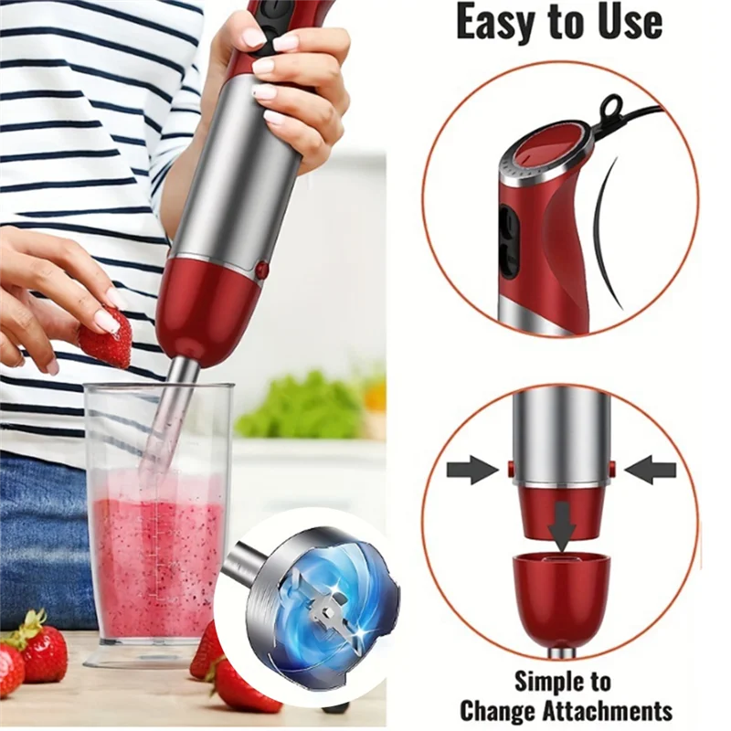 

ABBZ-Handheld Kitchen Blender 1000W 5-In-1 Hand Blender 12-Speed Stick Blender For Food, Soups Purees And Cakes