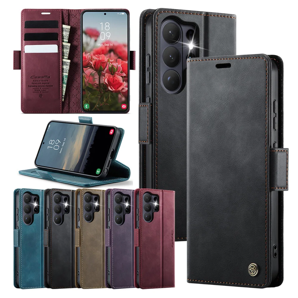 Leder Brieftasche Fall für Samsung Galaxy S26 S25 Ultra S24 Plus Fe S23 S22 S25U S24U Ständer Bargeld Karten Slots Halter Telefon Abdeckung