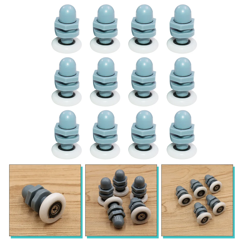 

12 Pcs Glass Door Sliding Small Hanging Wheel Pulley Bathroom Roller Rollers Arc Abs