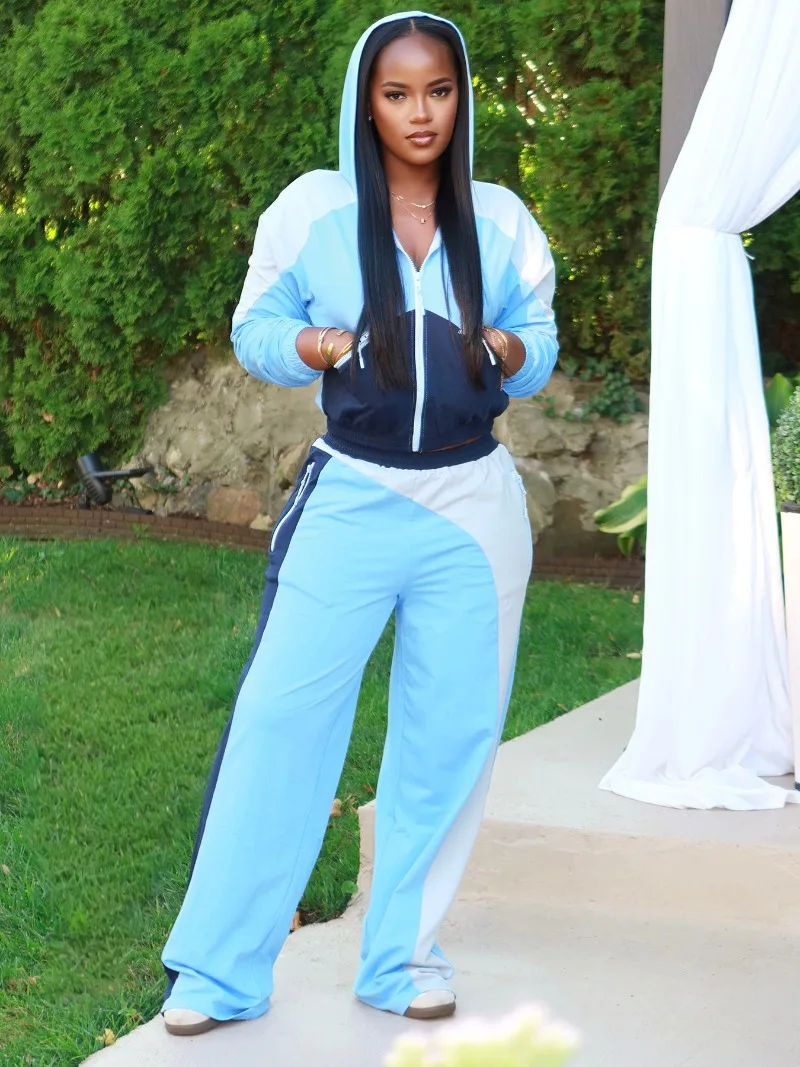 

KEXU женский спортивный комплект из двух предметов, кардиган с капюшоном на молнии и широкие спортивные брюки с эластичной резинкой на талии для женщин, уличные