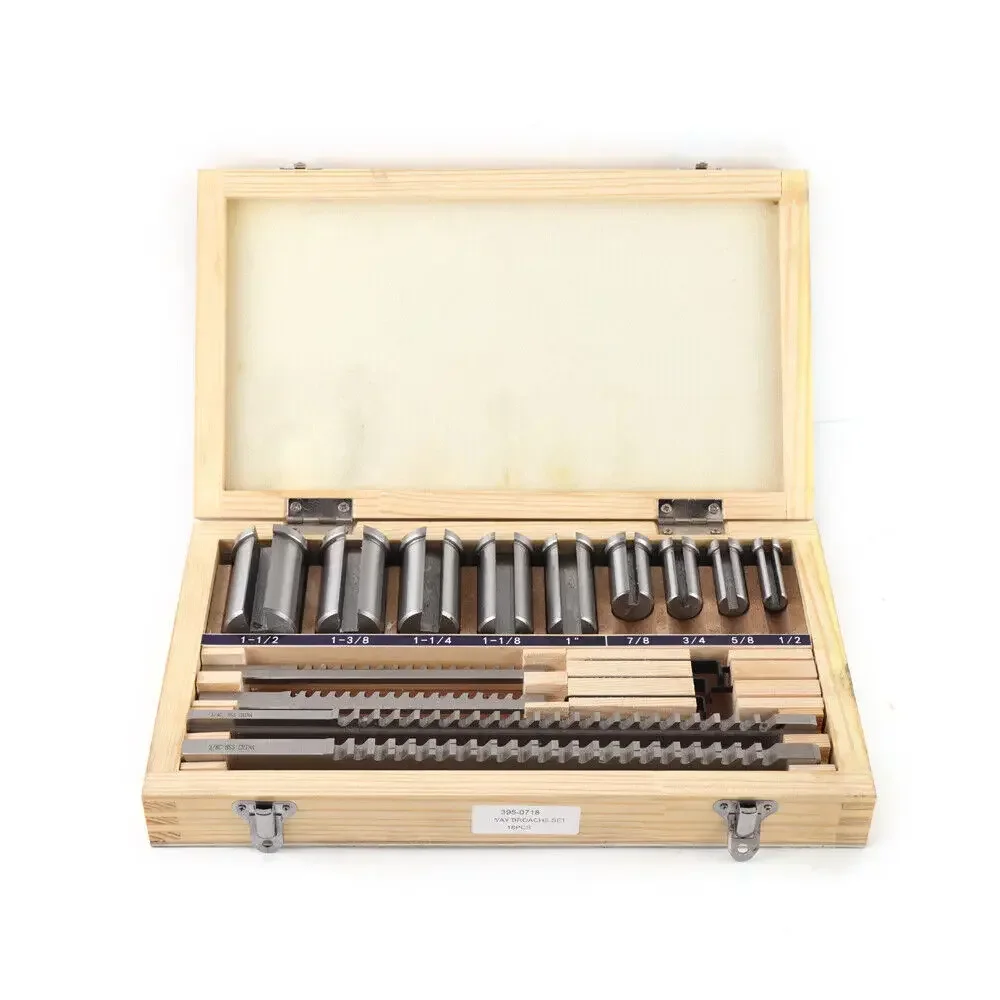​​Complete Keyway Broaching Kit 18 Pieces 1/8" 3/16" 1/4" 3/8" Broaches with Collared Bushings for Metalworking​​