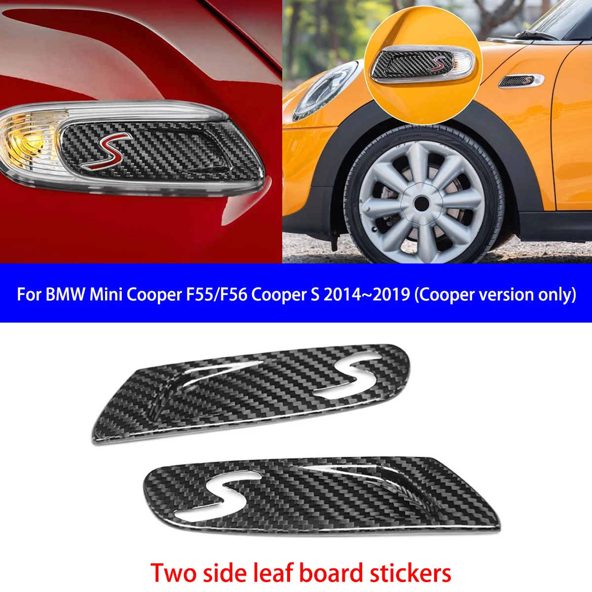 

Для BMW Mini Cooper F55/F56 Cooper S 2014-2019 (только версия Cooper) декоративные наклейки на боковую панель из сухого углеродного волокна