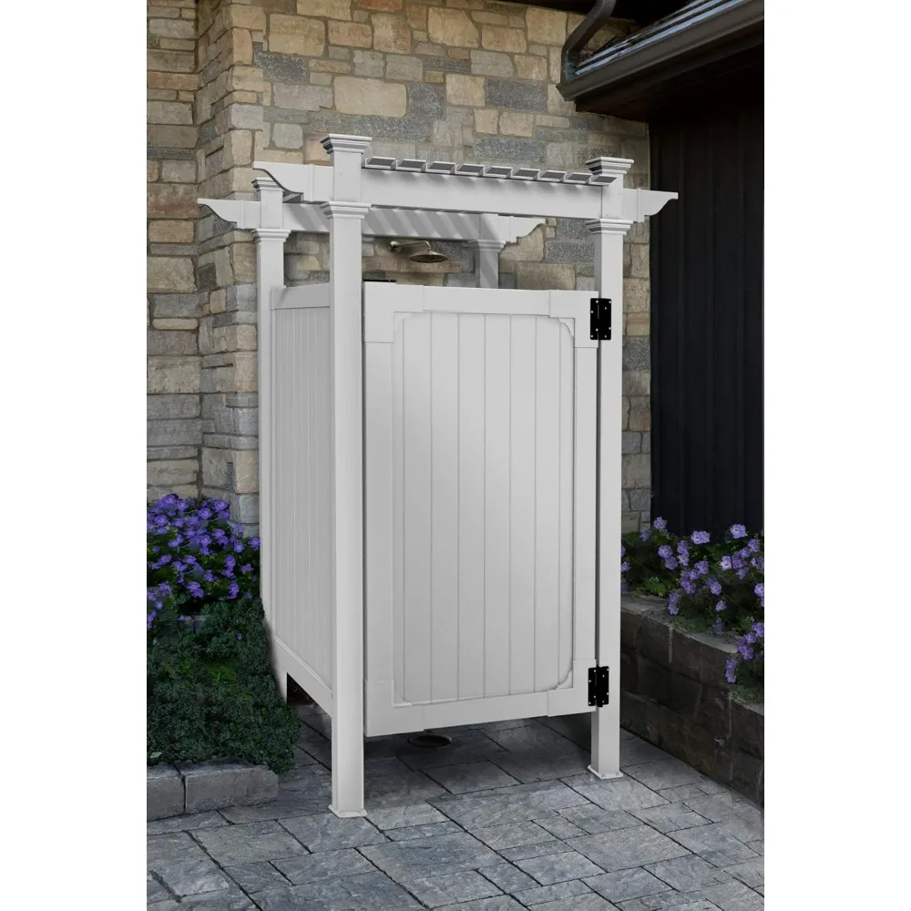 

89in H x 62in W x 47in L (1 Enclosure) Zippity Hampton Outside Shower Enclosure Kit with Door, White Vinyl Outdoor Shower Kit