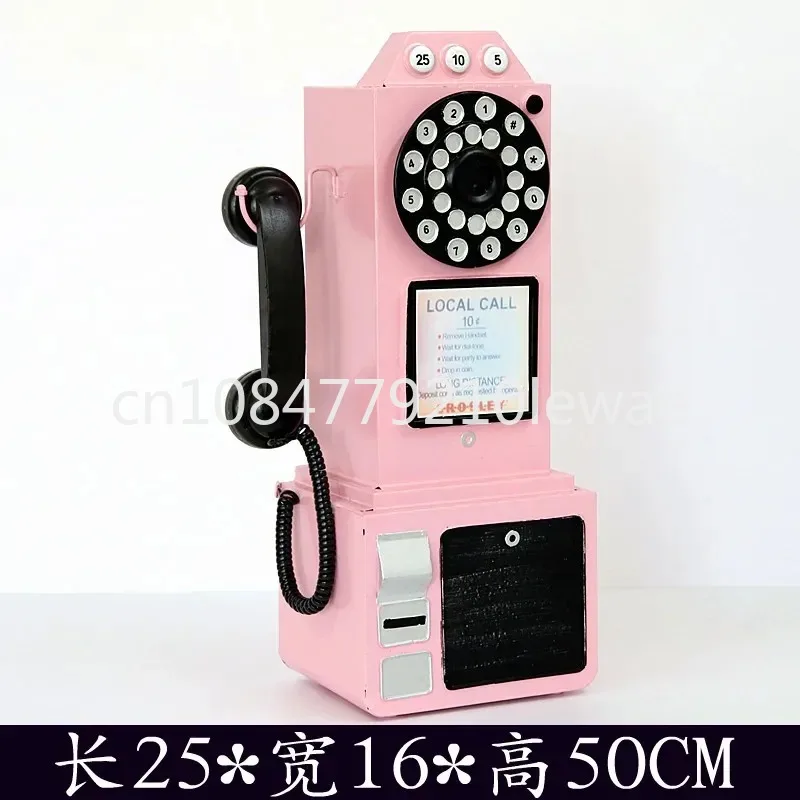 Retro pink telephone wall pendant radio model ornament Internet celebrity store decoration store