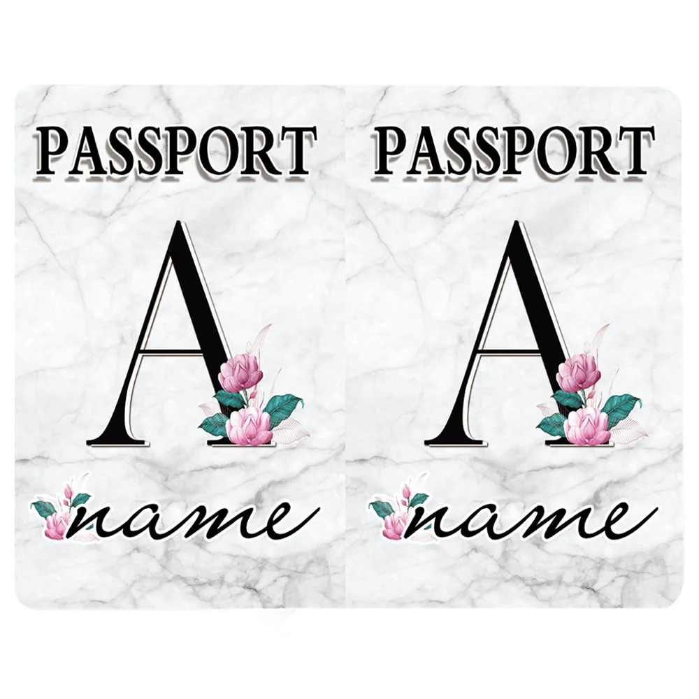 Funda para pasaporte con nombre personalizado, funda para pasaporte de viaje, soporte para tarjeta de identificación, impresión personalizada de 26 letras