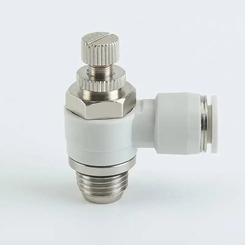 G-الموضوع تركيبات تعمل بالهواء المضغوط الأنابيب اقتران سريع صمام خنق SL8-02 تنظيم سرعة اسطوانة قابل للتعديل