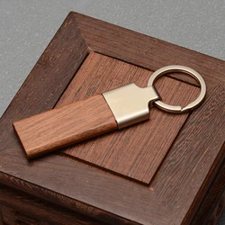 1pcs Wooden Keychain Rectangular Collectible Metal Key Ring Car Bag Hanging Pendant Painting Crafts Cute Keychain for Men