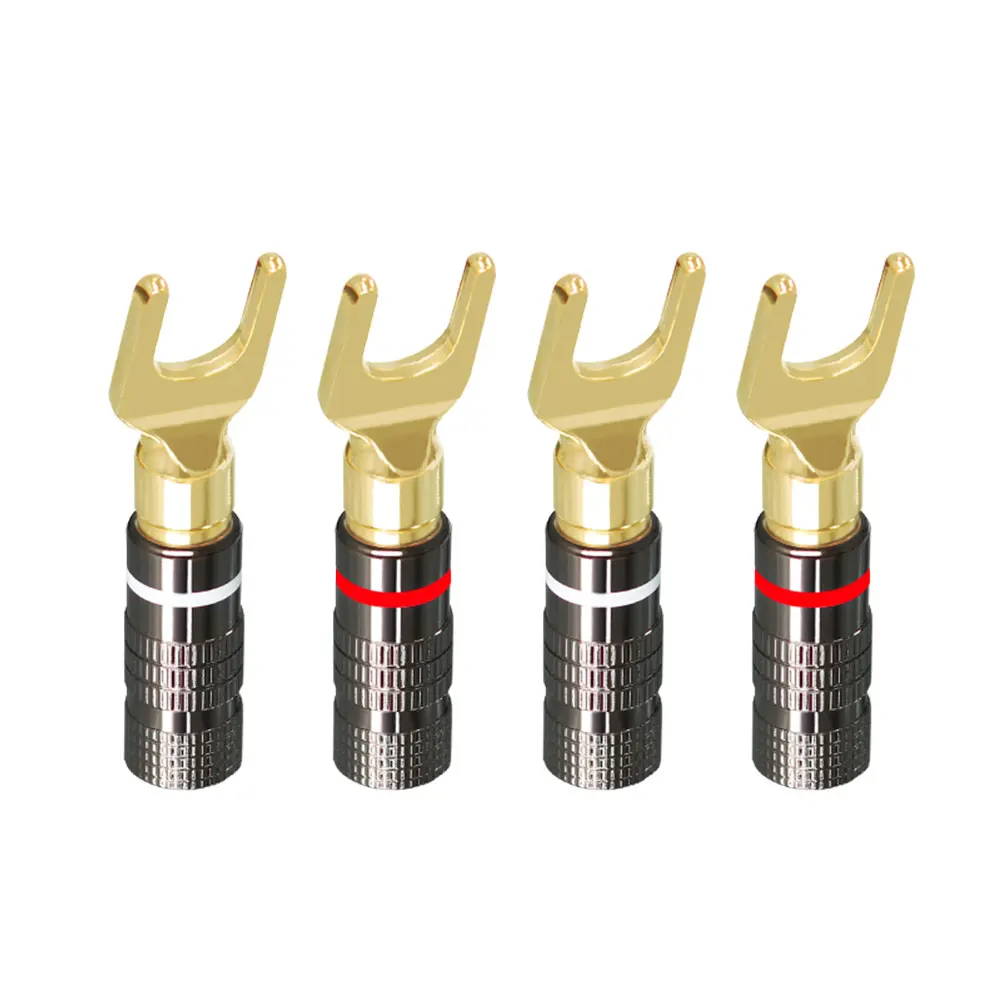 4pcs/lot Banana Plugs 24K Gold-plated 4MM Banana Connector with Screw Lock Hi-fi Amplifier Speaker Plug Terminal Jack Connectors