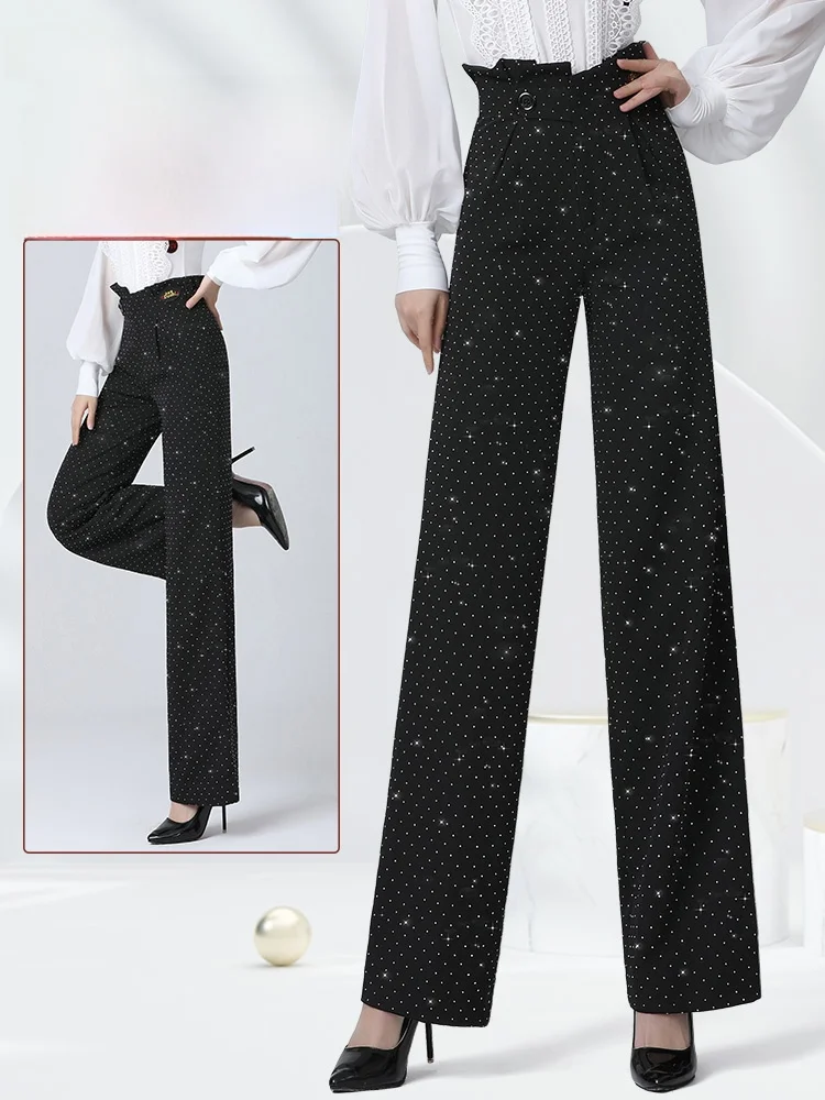 

Dantuo High Waist Dance Pants Women's Ele Floral Print Dancing Trousers for Salsa Rumba And Cha Cha