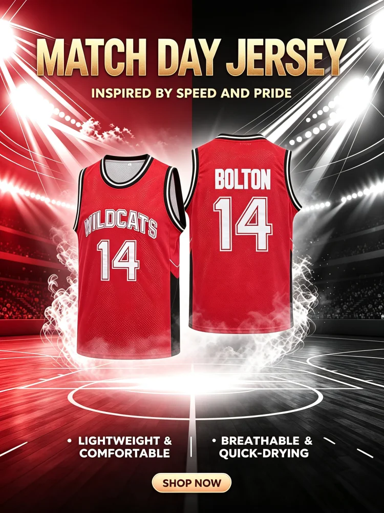 2026 Summer New Retro Bolton #14 Danforth #8 High School Wildcats Basketball Jersey Athletic Vest Men Women Casual Training Top